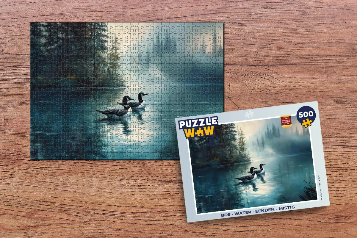 PuzzleWow Bos Water Eenden Legpuzzel 500 Stuks - Mistig