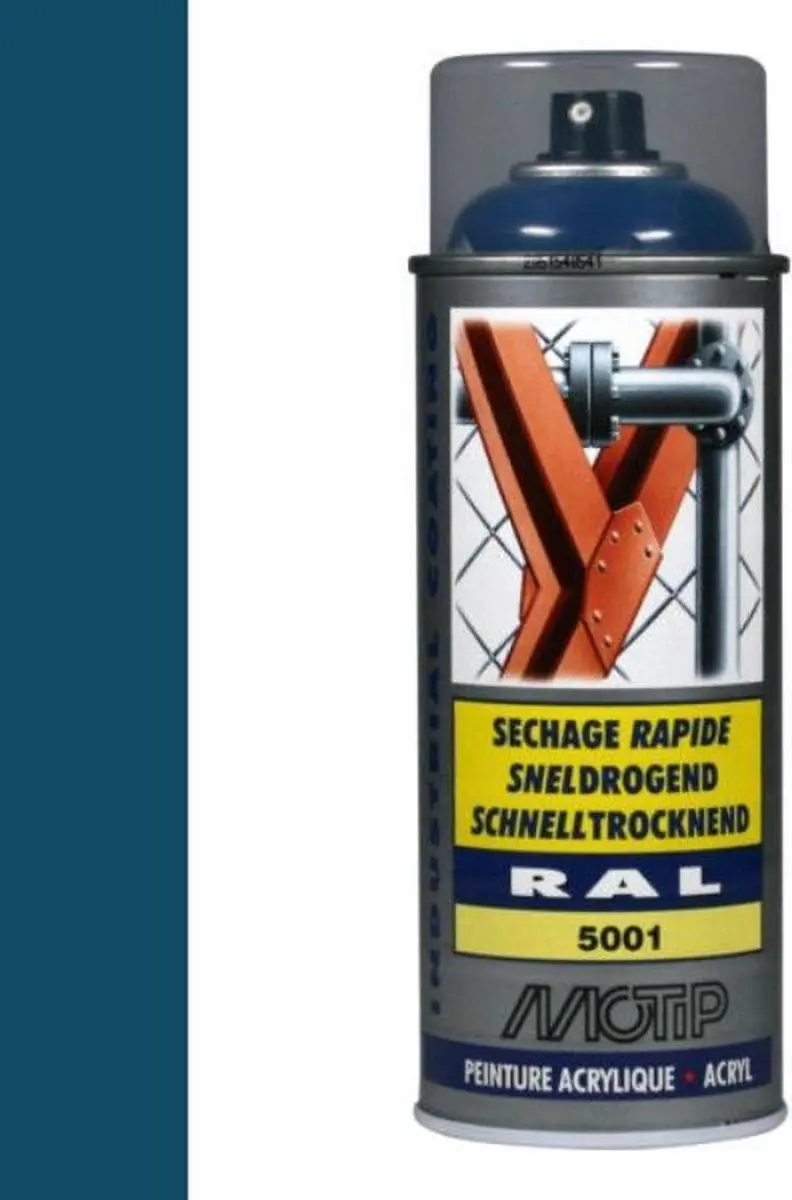 Motip industrial acryllak hoogglans RAL 5001 groenblauw