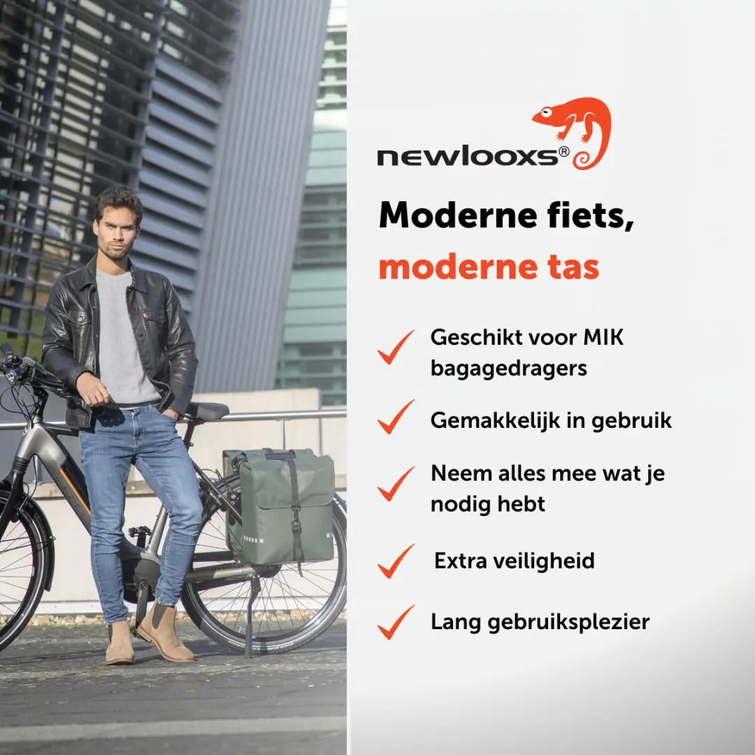 New Looxs Odense Double Fietstas 39L - MIK Groen - afbeelding 2 van 6