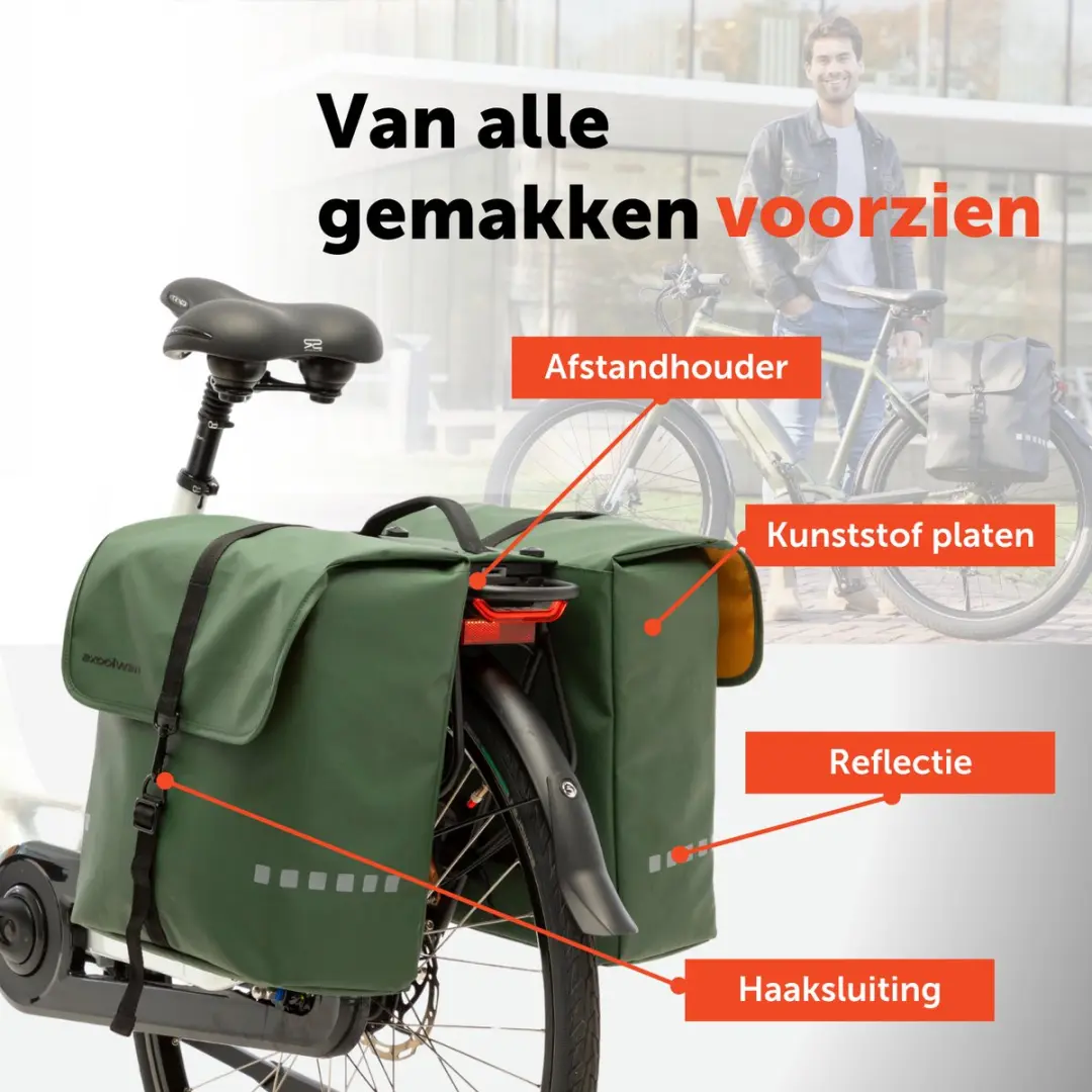 New Looxs Odense Double Fietstas 39L - MIK Groen - afbeelding 6 van 6