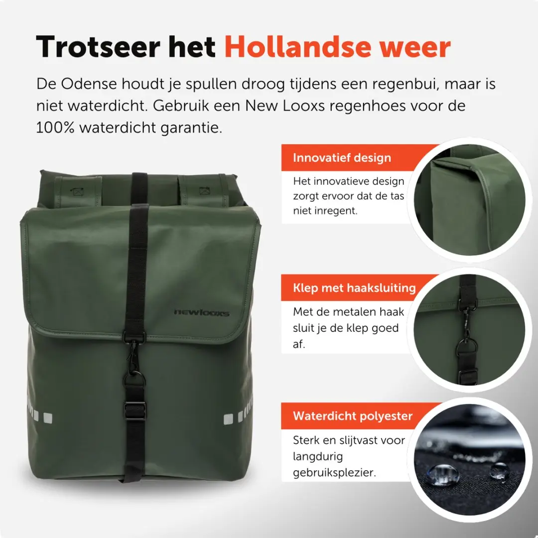 New Looxs Odense Double Fietstas 39L - MIK Groen - afbeelding 3 van 6