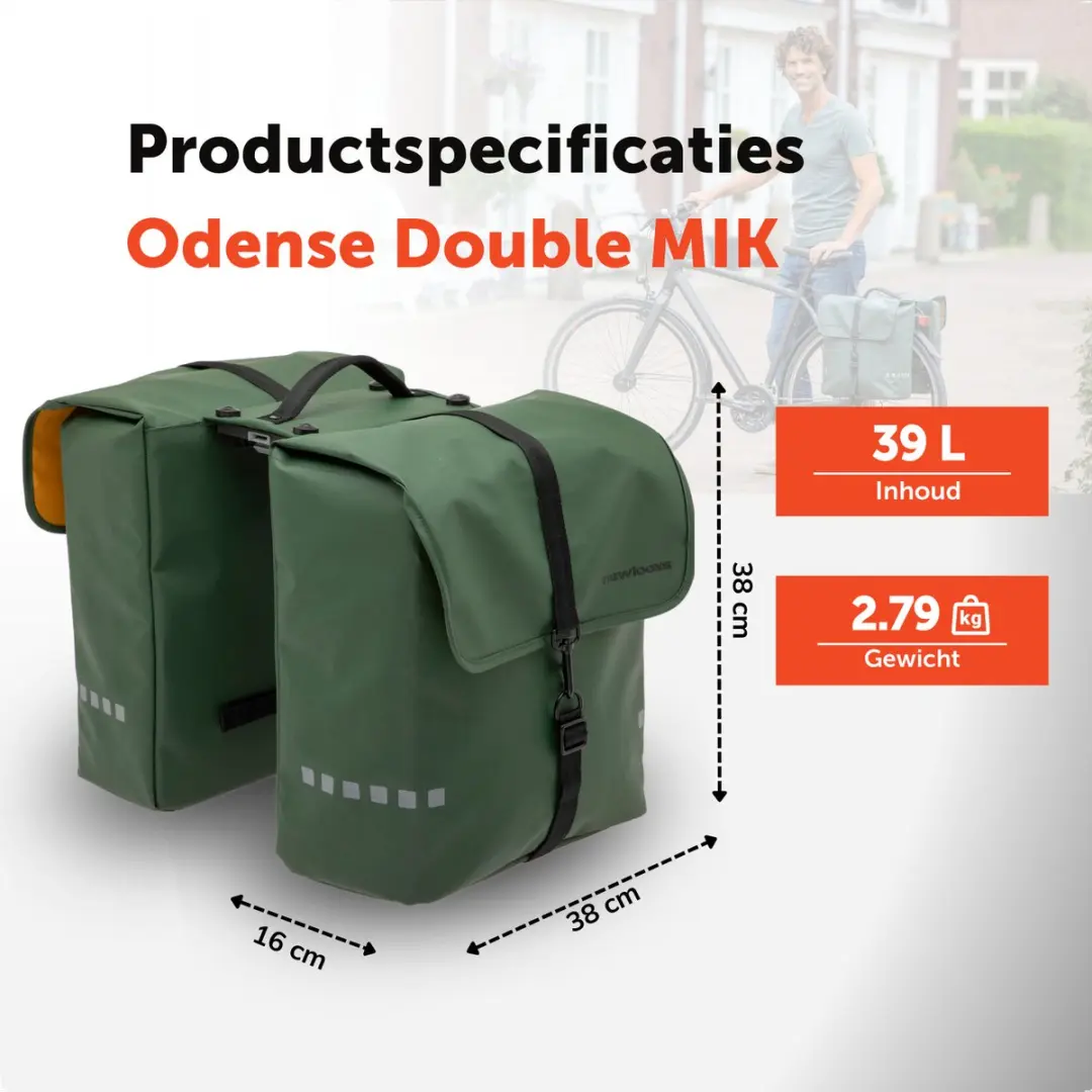 New Looxs Odense Double Fietstas 39L - MIK Groen - afbeelding 5 van 6