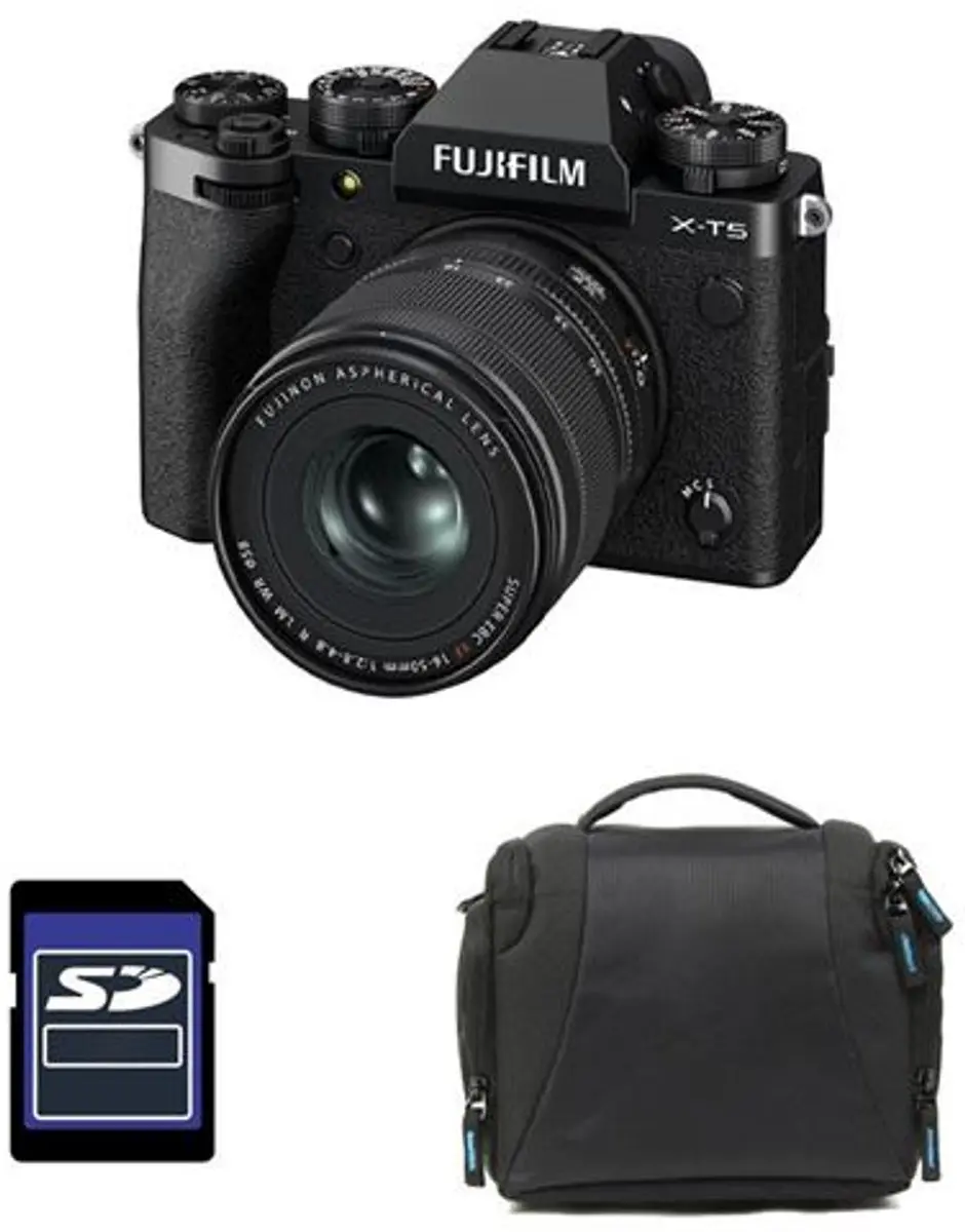 FUJIFILM X-T5 SCHWARZ + 16-50mm Objektiv + Tasche + 8GB SD-Karte