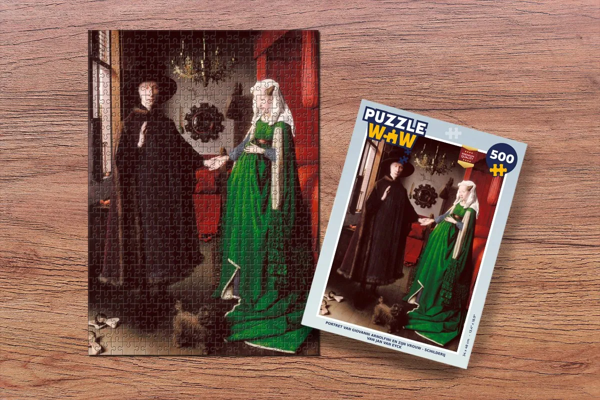 PuzzleWow Legpuzzel Portret van Giovanni Arnolfini - 500 Stuks - Multicolor