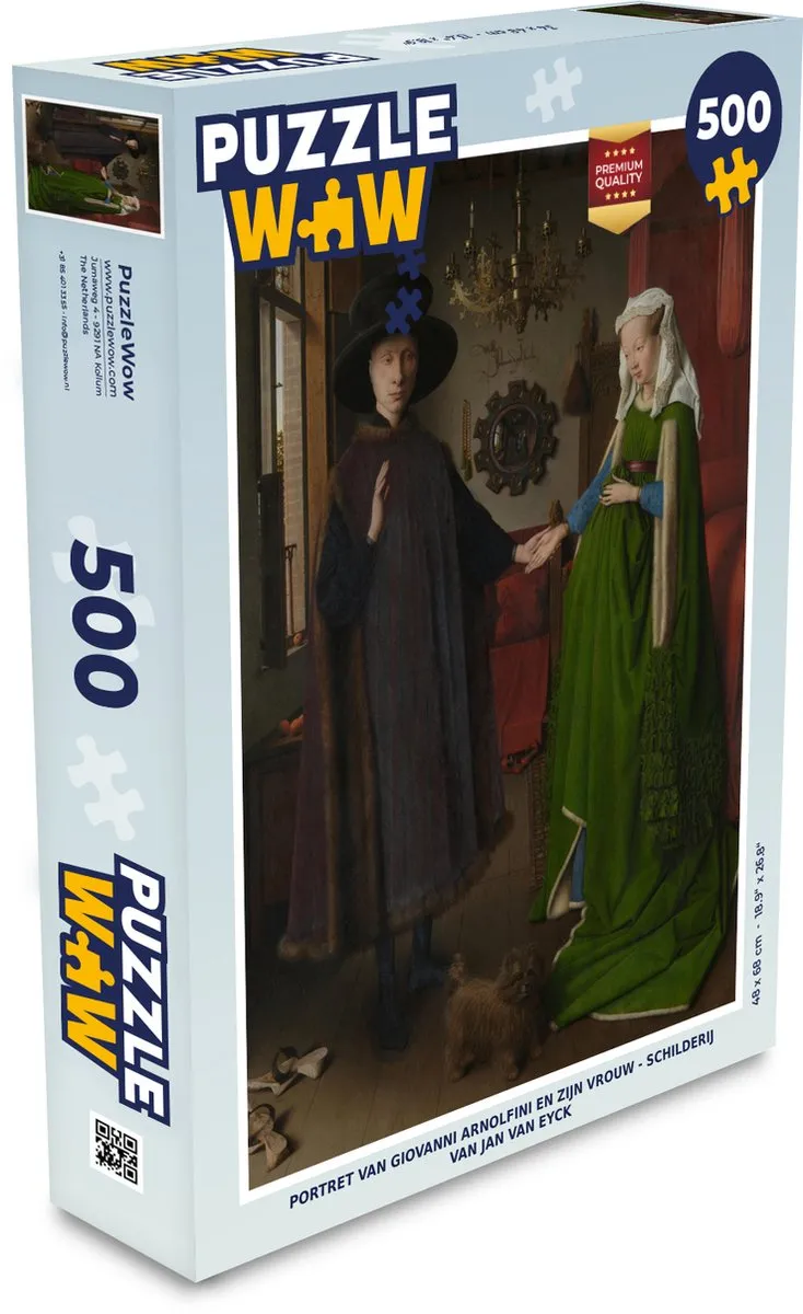 PuzzleWow Legpuzzel Portret van Giovanni Arnolfini - 500 Stuks - Multicolor
