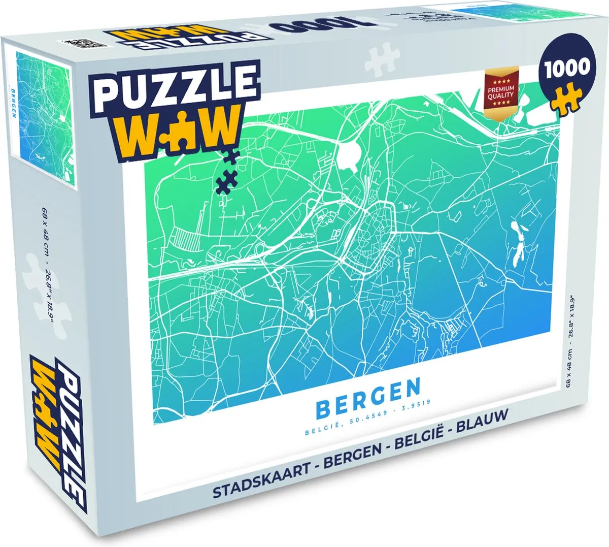 PuzzleWow Stadskaart Bergen België Puzzel 1000 Stuks
