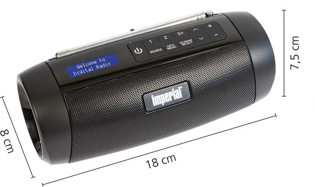 Imperial DABMAN GO Draagbare DAB+ FM Radio - 15W - Zwart