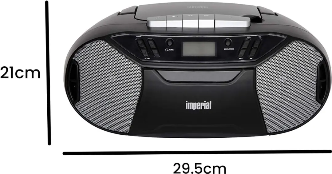 Imperial DABMAN PBB 1 Boombox - CD/MP3/Cassette - FM Radio - Zwart - afbeelding 5 van 6