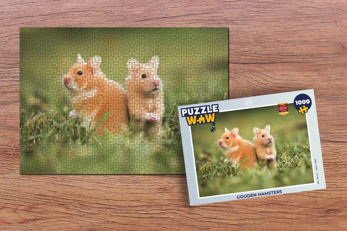 PuzzleWow Gouden Hamsters Legpuzzel 1000 Stuks - Multicolor