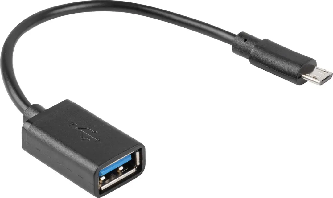 Lanberg MicroUSB naar USB Kabel AD-OTG-UM-01 - Zwart - afbeelding 2 van 3
