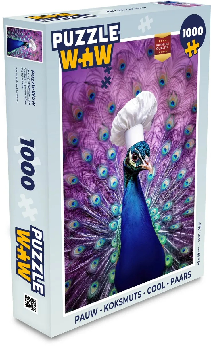 PuzzleWow Koksmuts Pauw Legpuzzel 1000 Stuks - Paars
