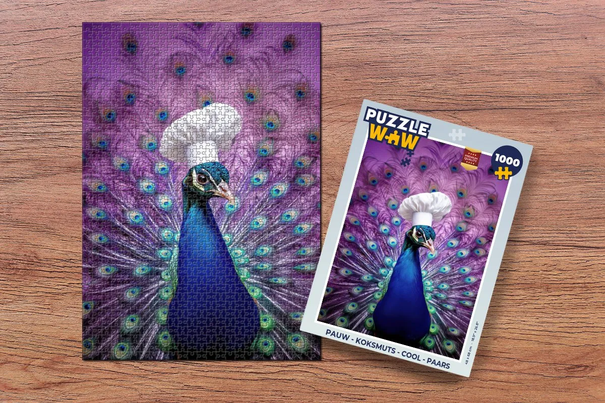 PuzzleWow Koksmuts Pauw Legpuzzel 1000 Stuks - Paars