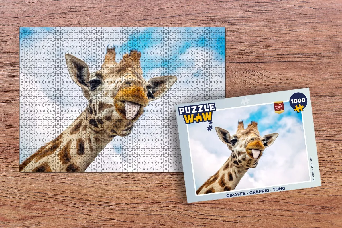 PuzzleWow Giraffe Tong Puzzel 1000 Stuks - Multicolor