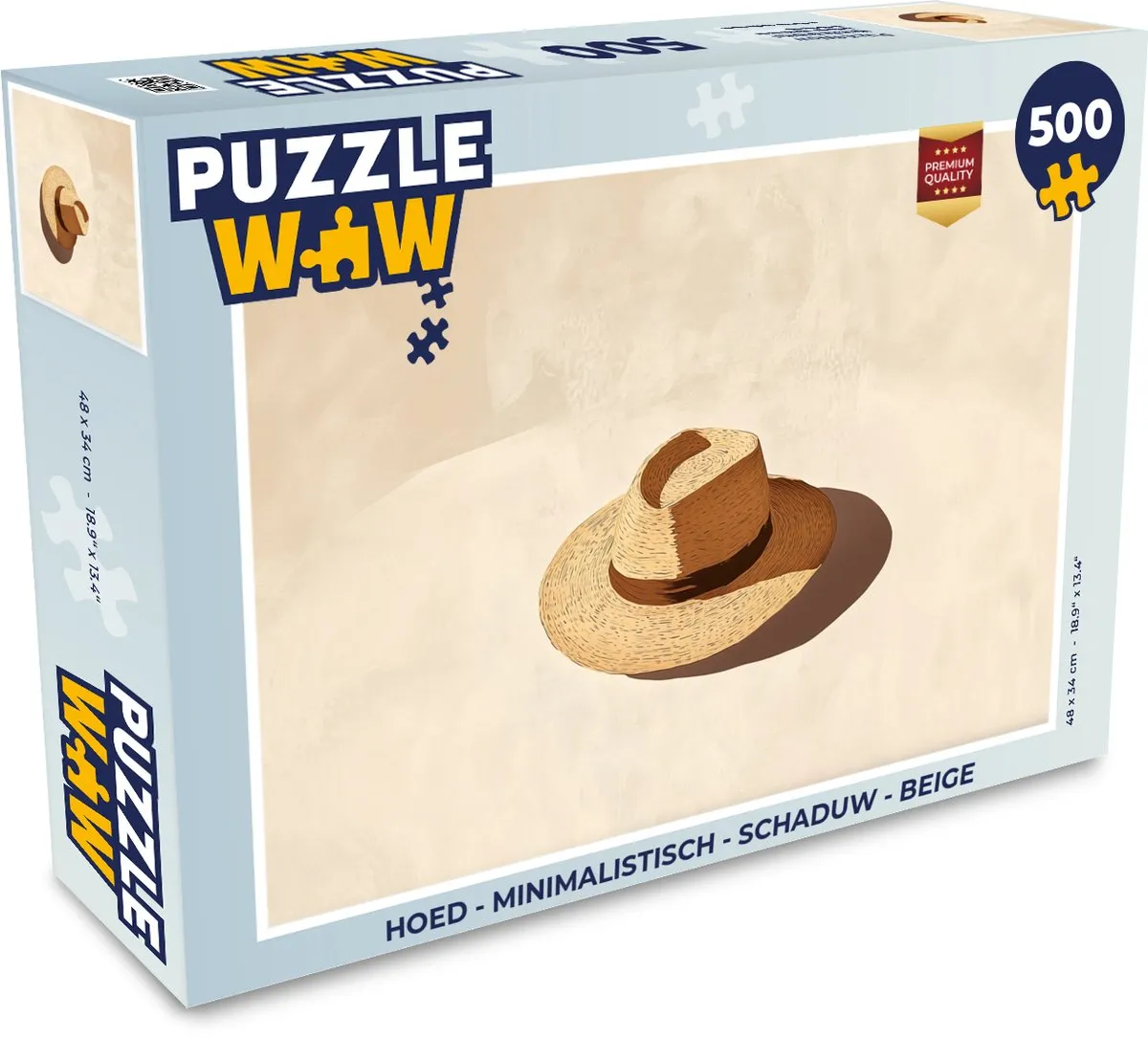 PuzzleWow Minimalistisch Schaduw Hoed Puzzel 500 Stuks