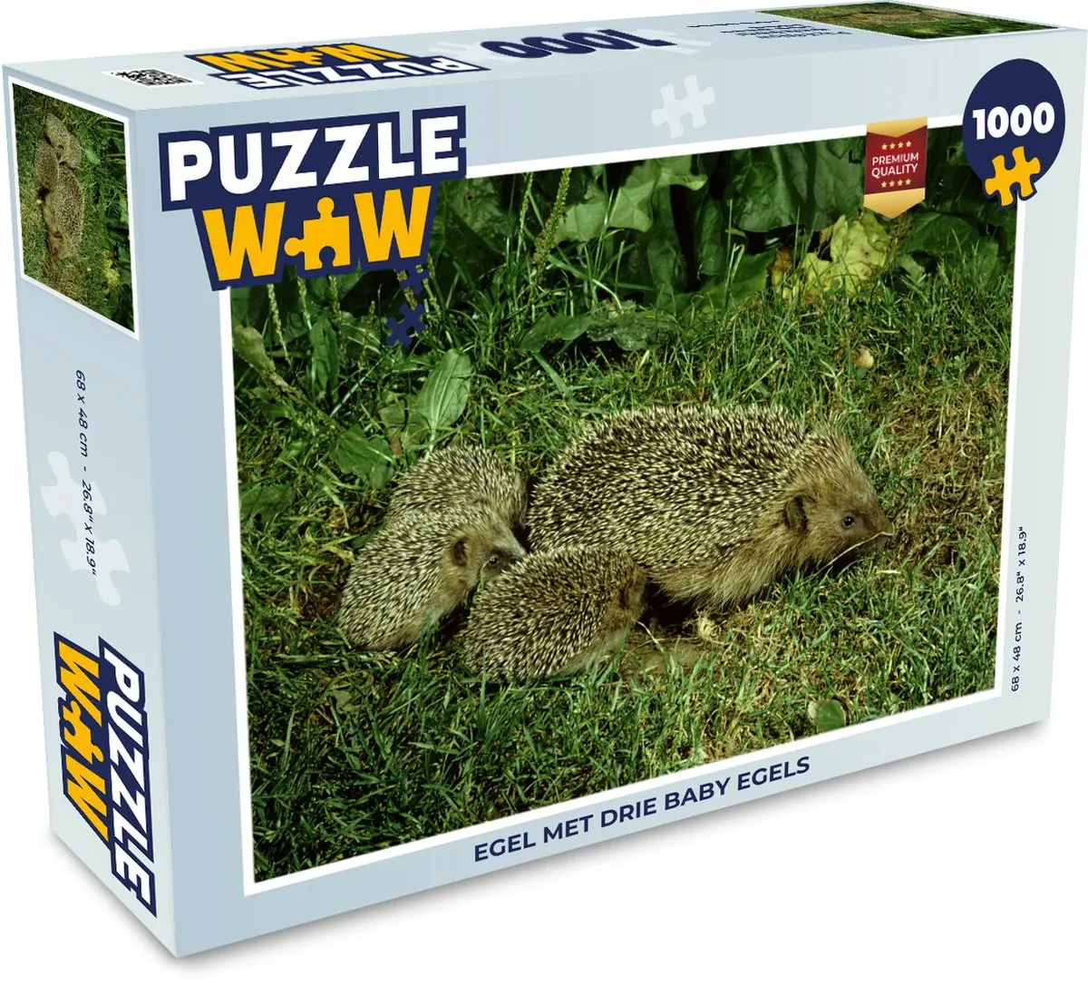 PuzzleWow Legpuzzel Egel met Baby's 1000 Stuks - Multicolor