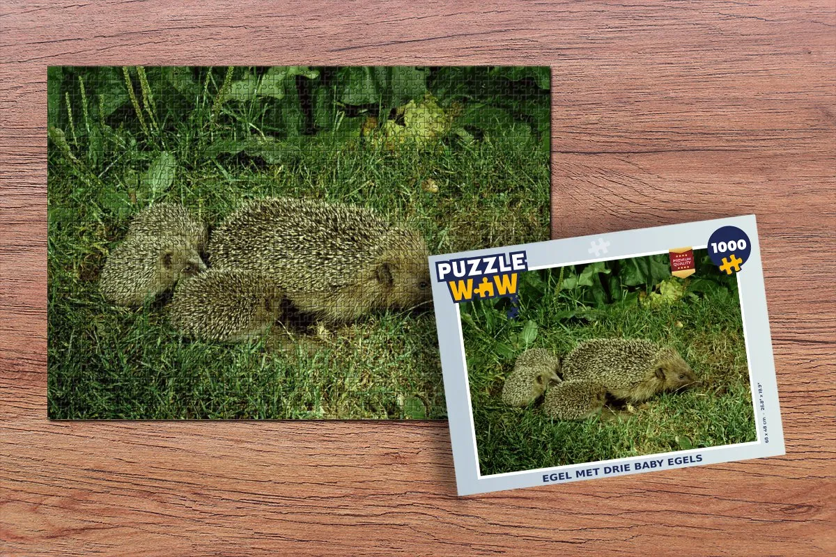 PuzzleWow Legpuzzel Egel met Baby's 1000 Stuks