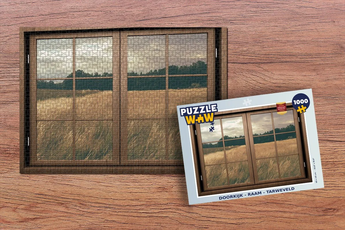PuzzleWow Doorkijk Ramen Tarweveld Legpuzzel 1000 Stuks - Multicolor