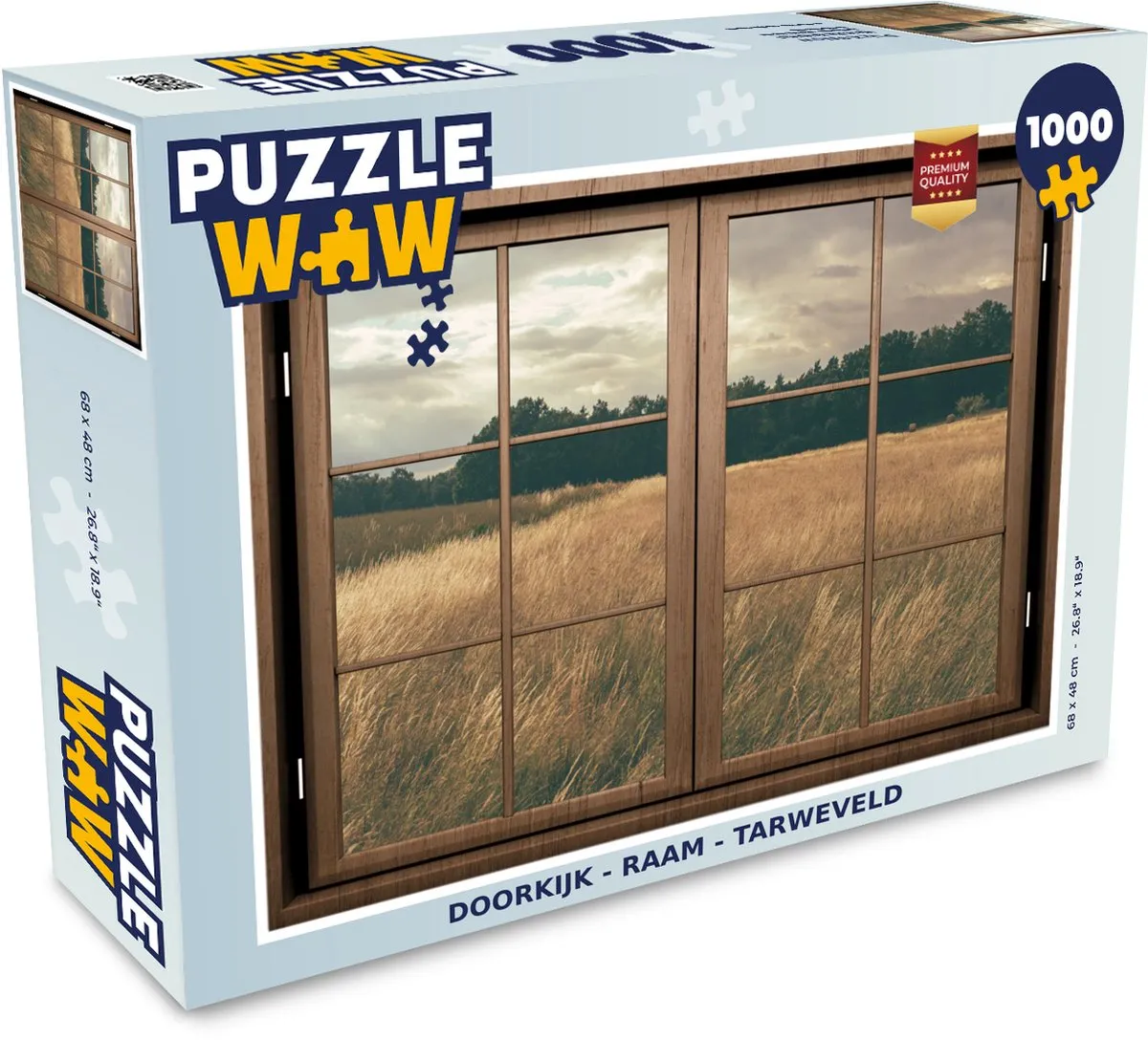 PuzzleWow Doorkijk Ramen Tarweveld Legpuzzel 1000 Stuks