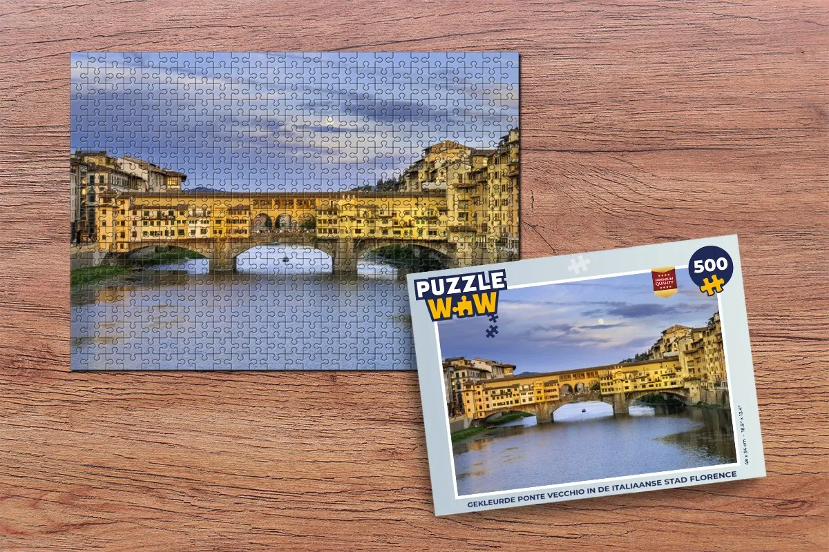 PuzzleWow Ponte Vecchio Florence Legpuzzel 500 Stuks - Multicolor