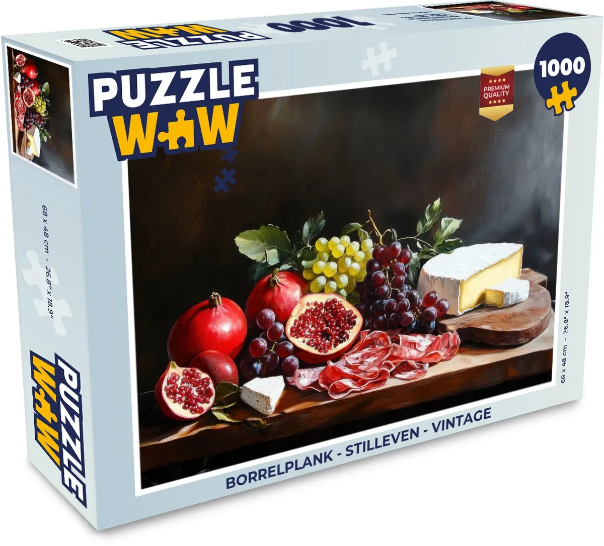 PuzzleWow Stilleven Vintage Legpuzzel 1000 Stuks - Fruitplank