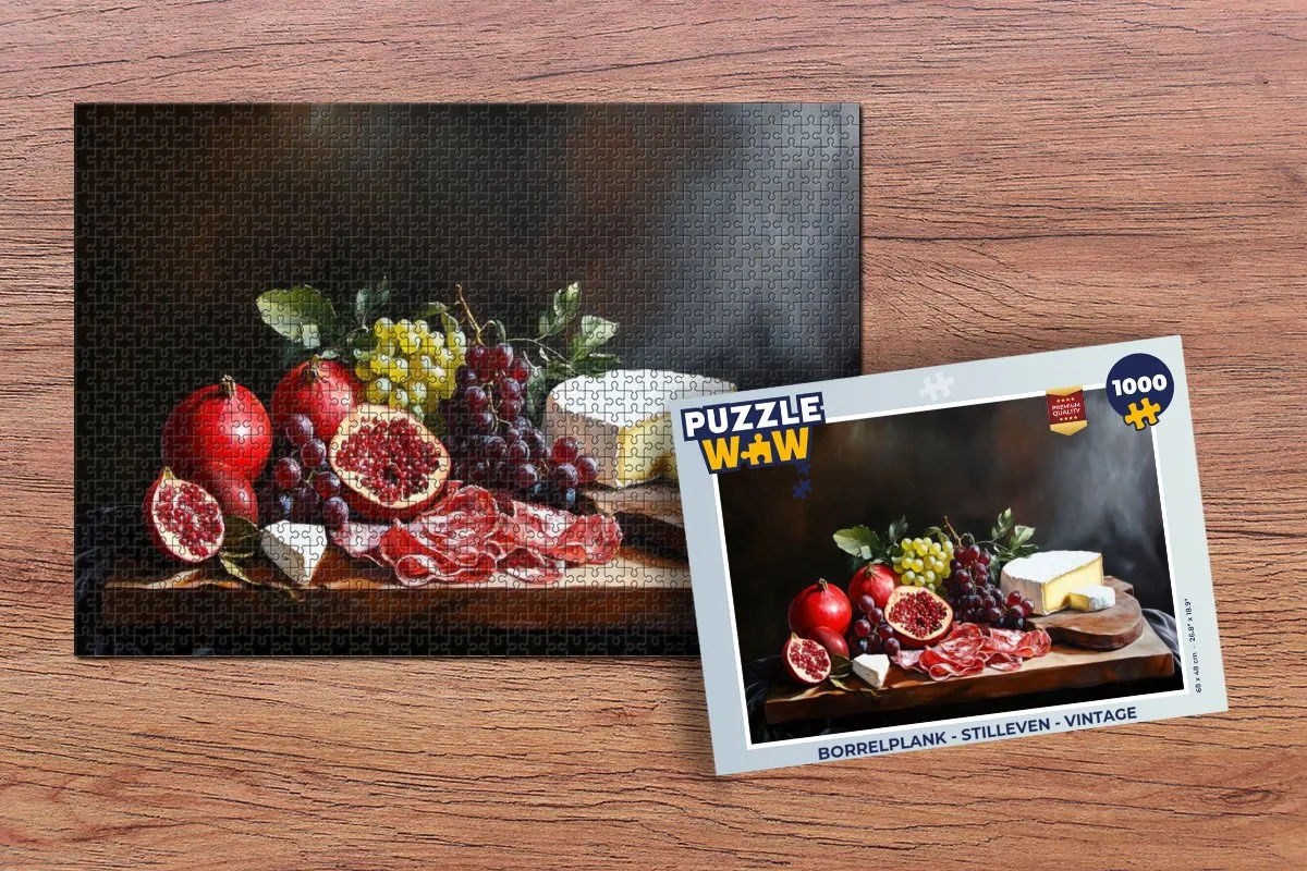 PuzzleWow Stilleven Vintage Legpuzzel 1000 Stuks - Fruitplank
