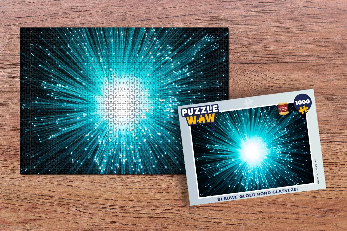 PuzzleWow Legpuzzel Blauwe gloed rond glasvezel 1000 Stuks - Multicolor