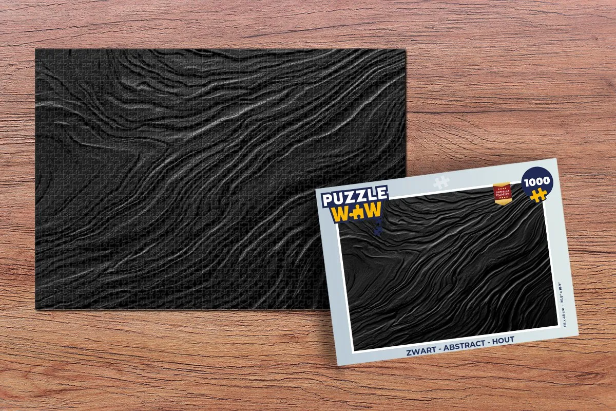 PuzzleWow Abstract Legpuzzel 1000 Stuks - Hout/Zwart