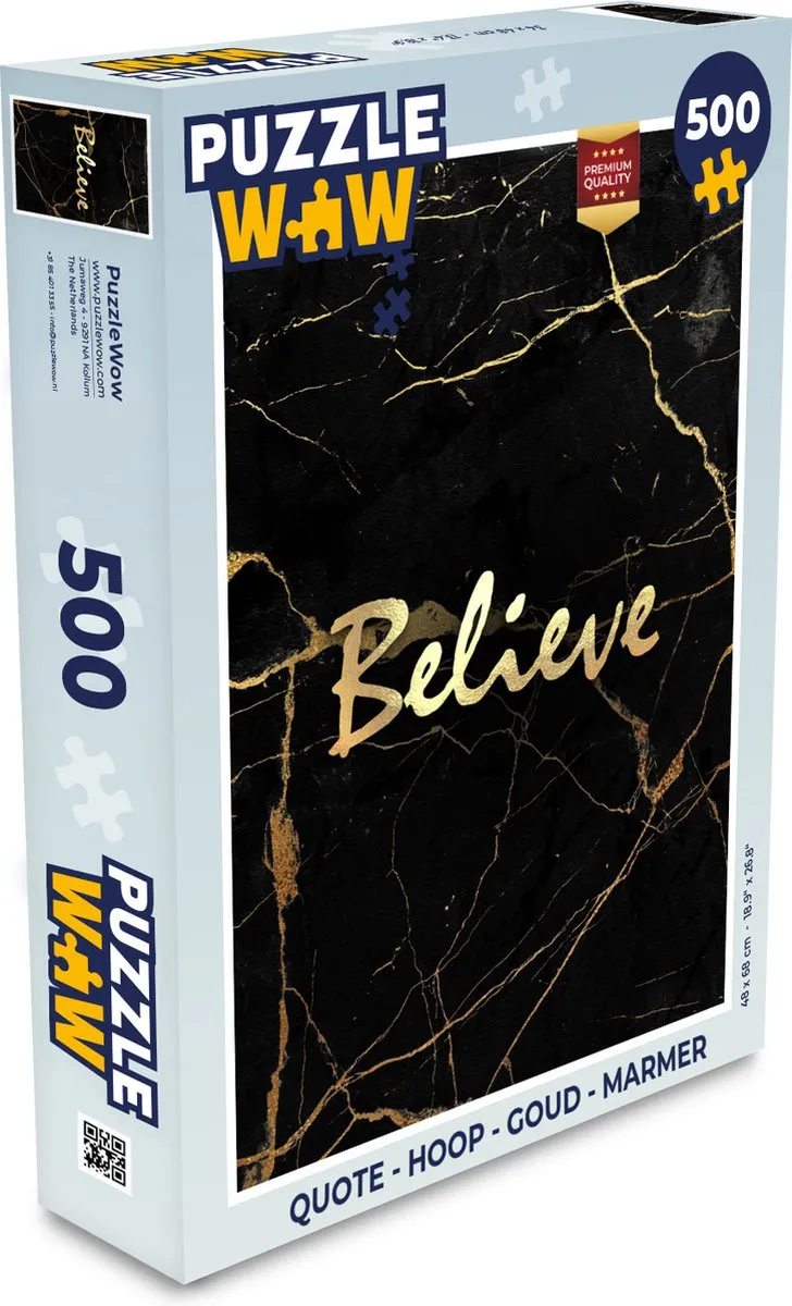 PuzzleWow Quote Hoop Legpuzzel 500 Stuks - Goud/Marmer - MPN 7434729831837