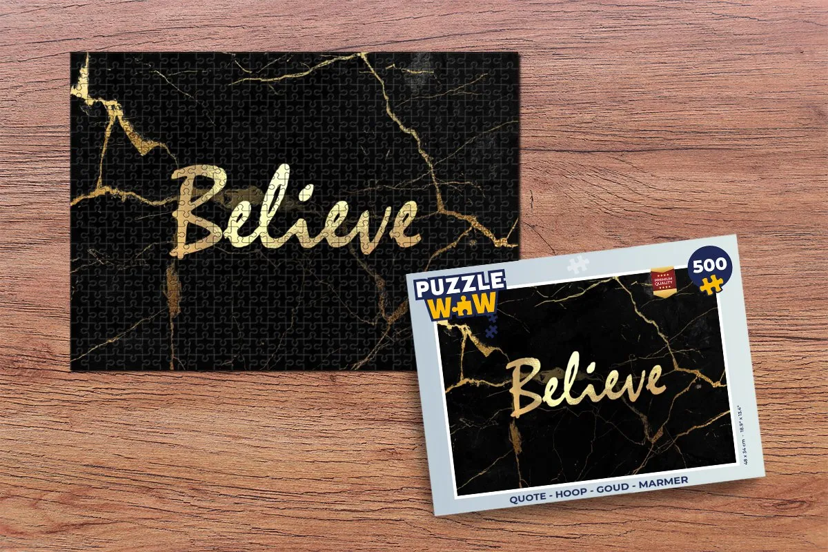 PuzzleWow Quote Hoop Legpuzzel 500 Stuks - Goud/Marmer - MPN 7434729831837