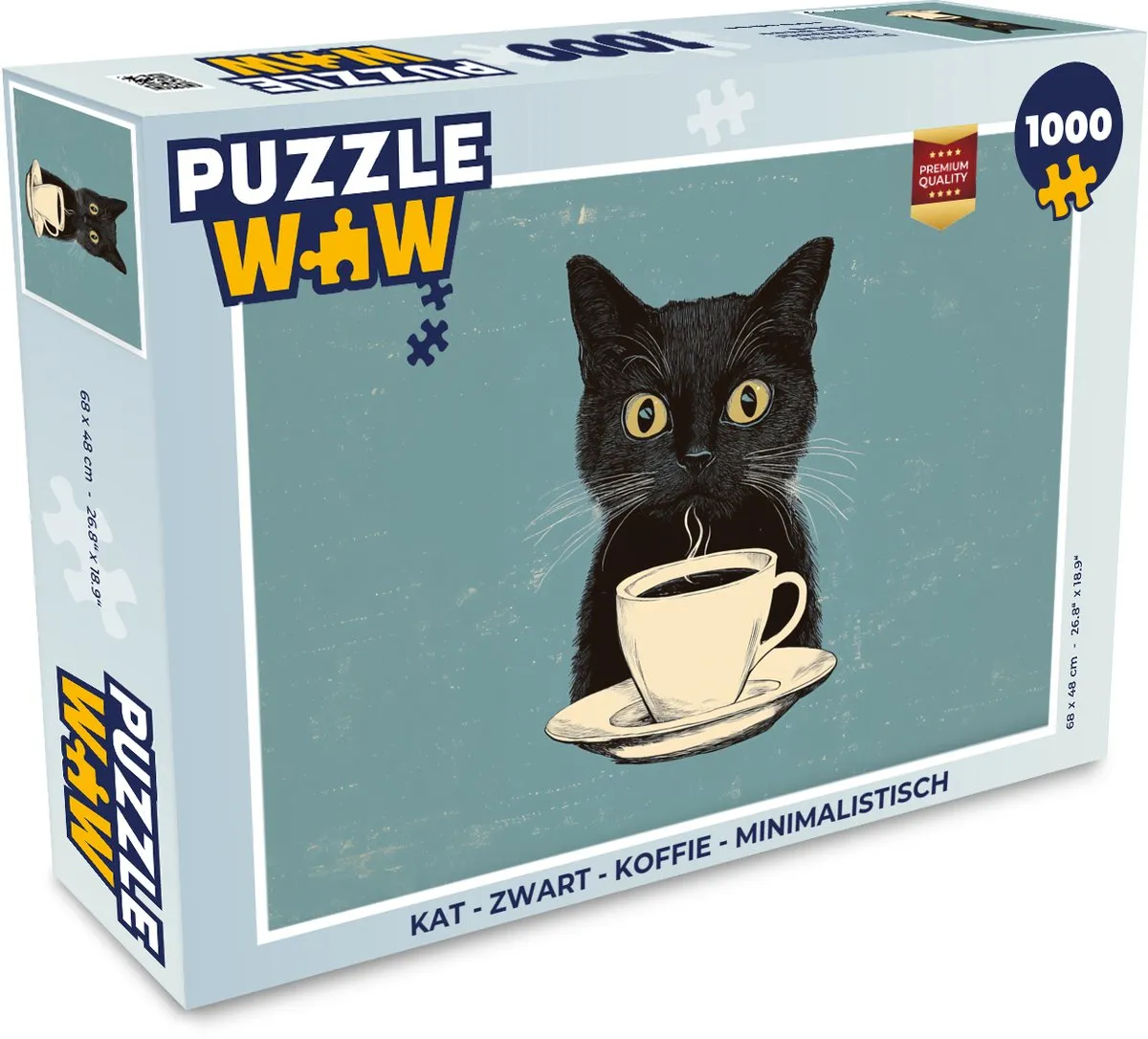 PuzzleWow Minimalistische Kat Puzzel 1000 Stuks