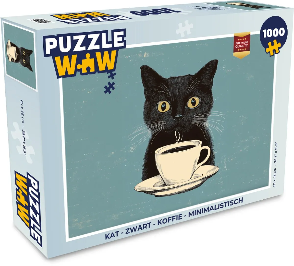 PuzzleWow Minimalistische Kat Puzzel 1000 Stuks - Zwart/Koffie