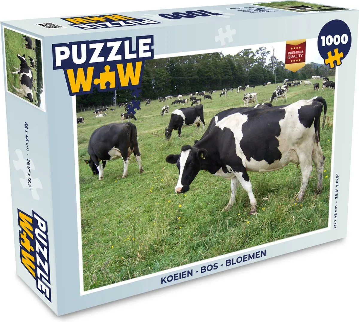 PuzzleWow Legpuzzel Koeien Bos Bloemen 1000 Stuks