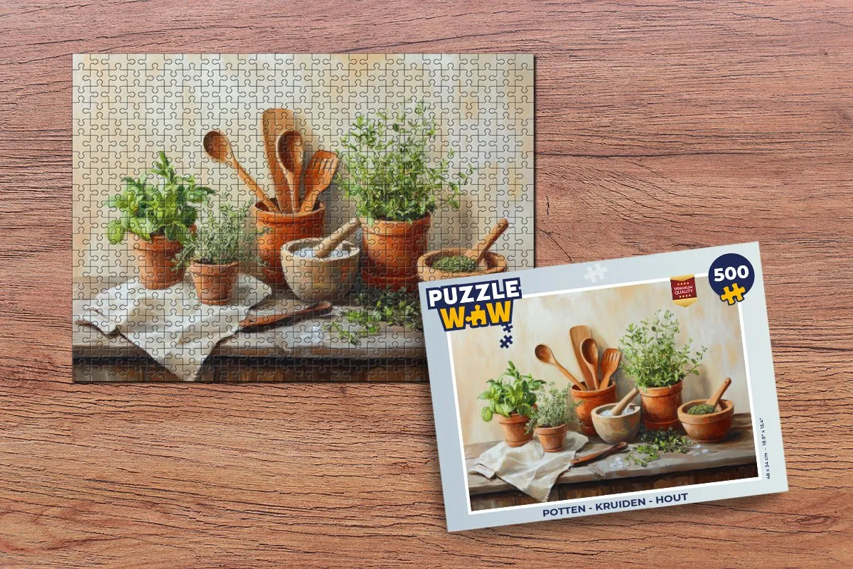 PuzzleWow Kruiden Houten Legpuzzel 500 Stuks - Stilleven