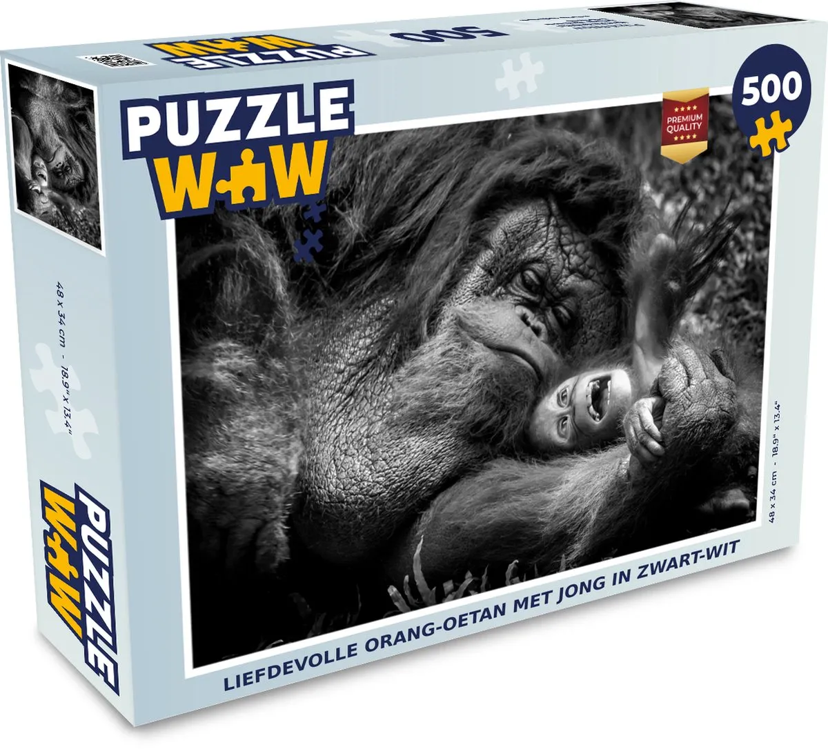 PuzzleWow Legpuzzel Liefdevolle Orang-oetan 500 Stuks
