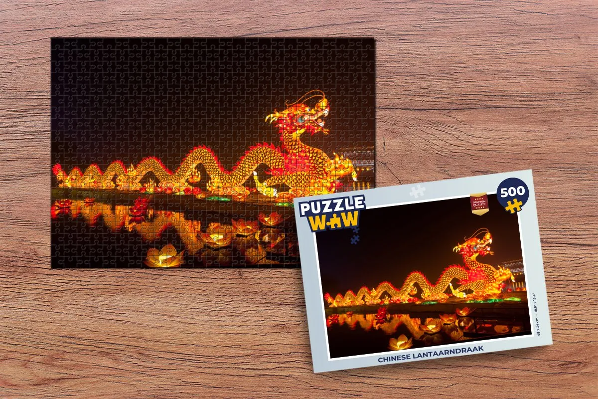 PuzzleWow Chinese Lantaarndraak Legpuzzel 500 Stuks - Multicolor