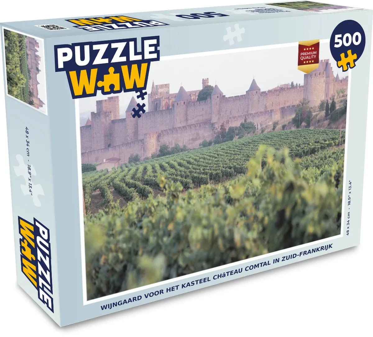 PuzzleWow Carcassonne Wijn Kasteel Legpuzzel 500 Stuks - Multicolor