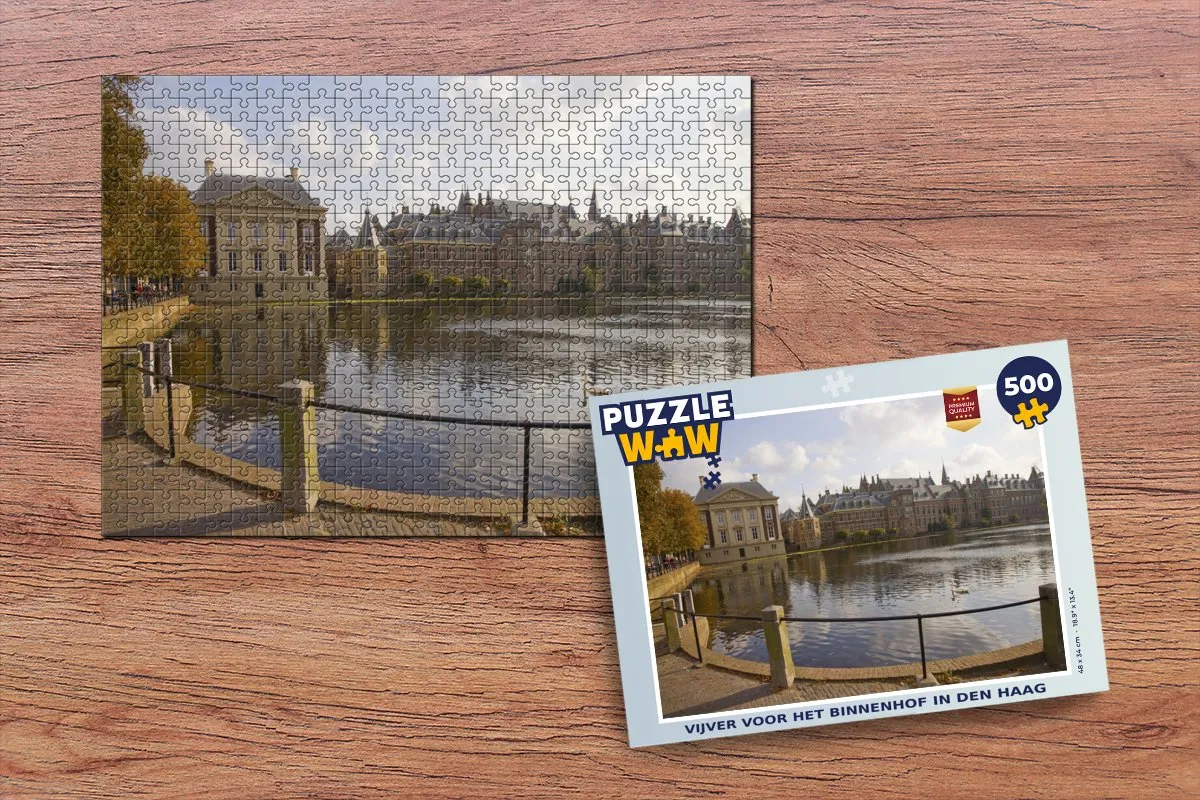 PuzzleWow Legpuzzel Vijver Binnenhof Den Haag 500 Stuks - Multicolor