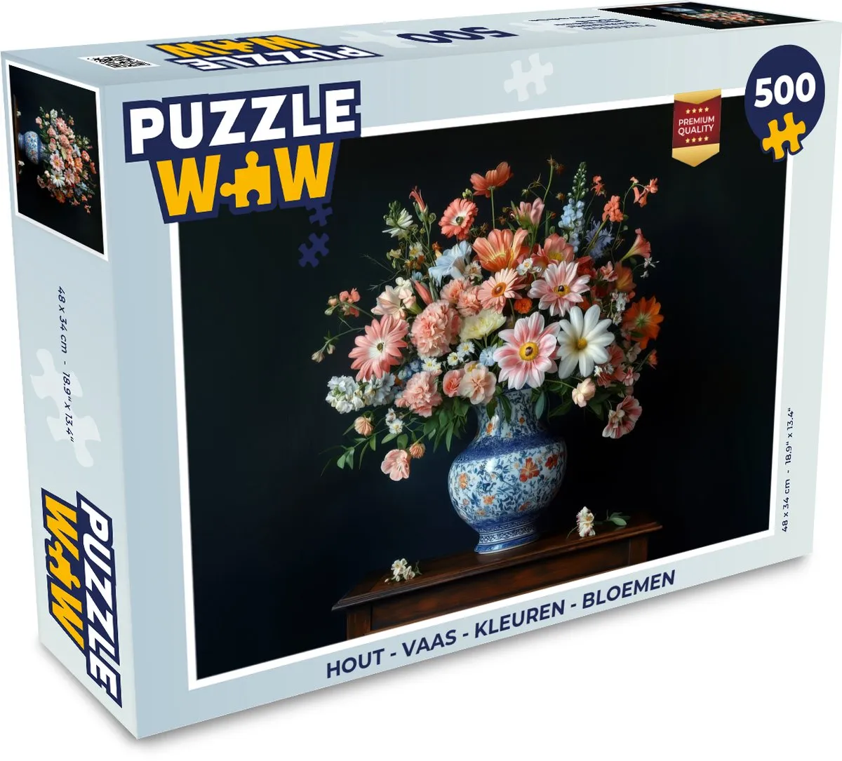 PuzzleWow Vaas Bloemen Puzzel 500 Stuks - Roze