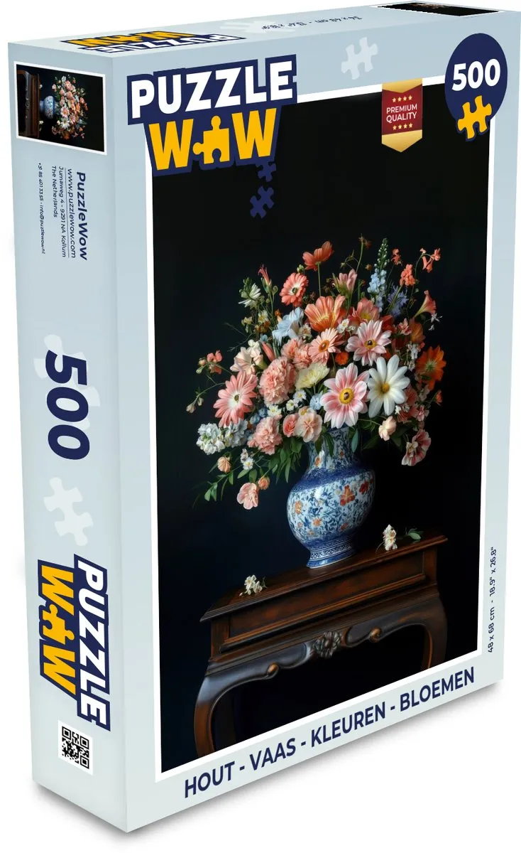 PuzzleWow Vaas Bloemen Puzzel 500 Stuks - Roze