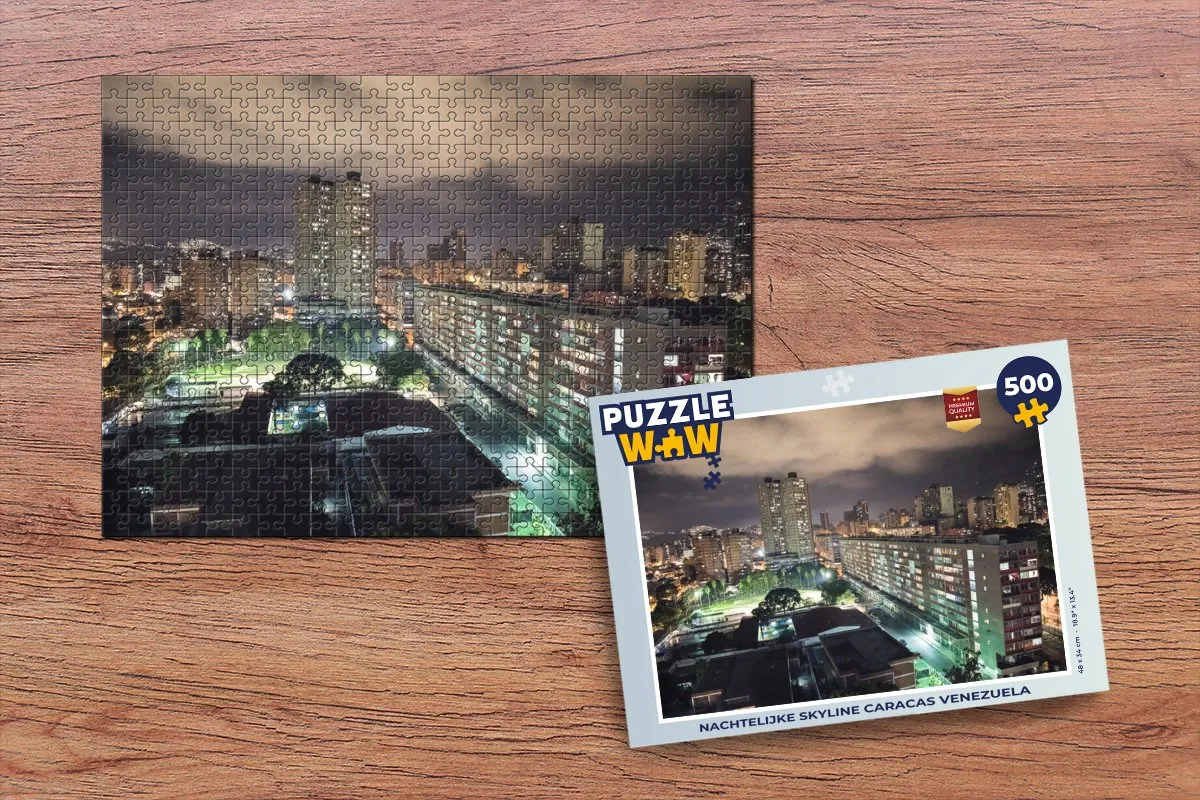PuzzleWow Caracas Nachtelijke Skyline Legpuzzel 500 Stuks - Multicolor