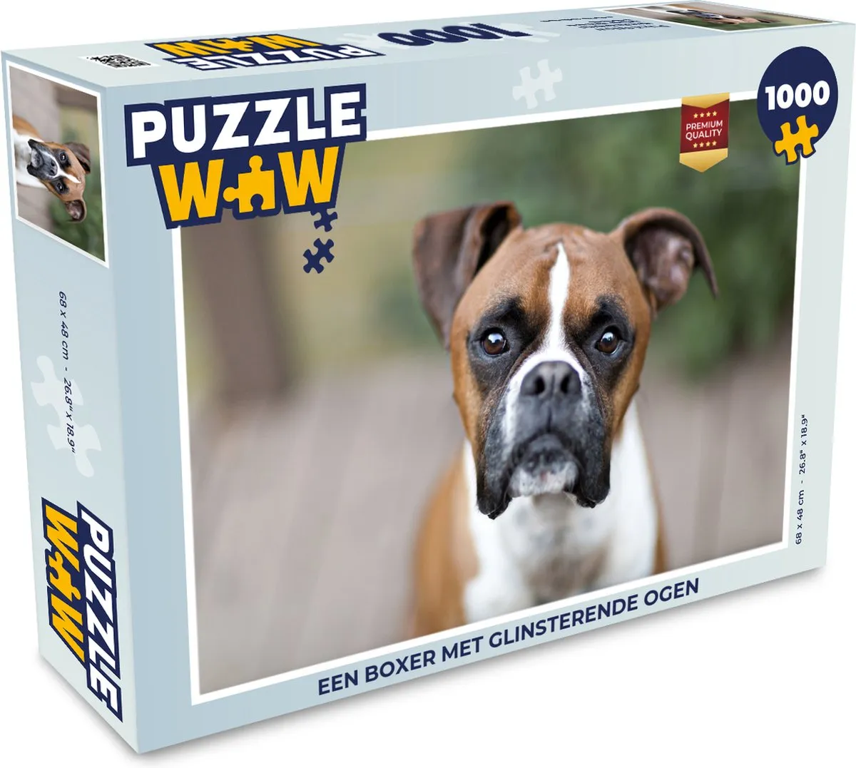PuzzleWow Legpuzzel Een Boxer met glinsterende ogen 1000 Stuks