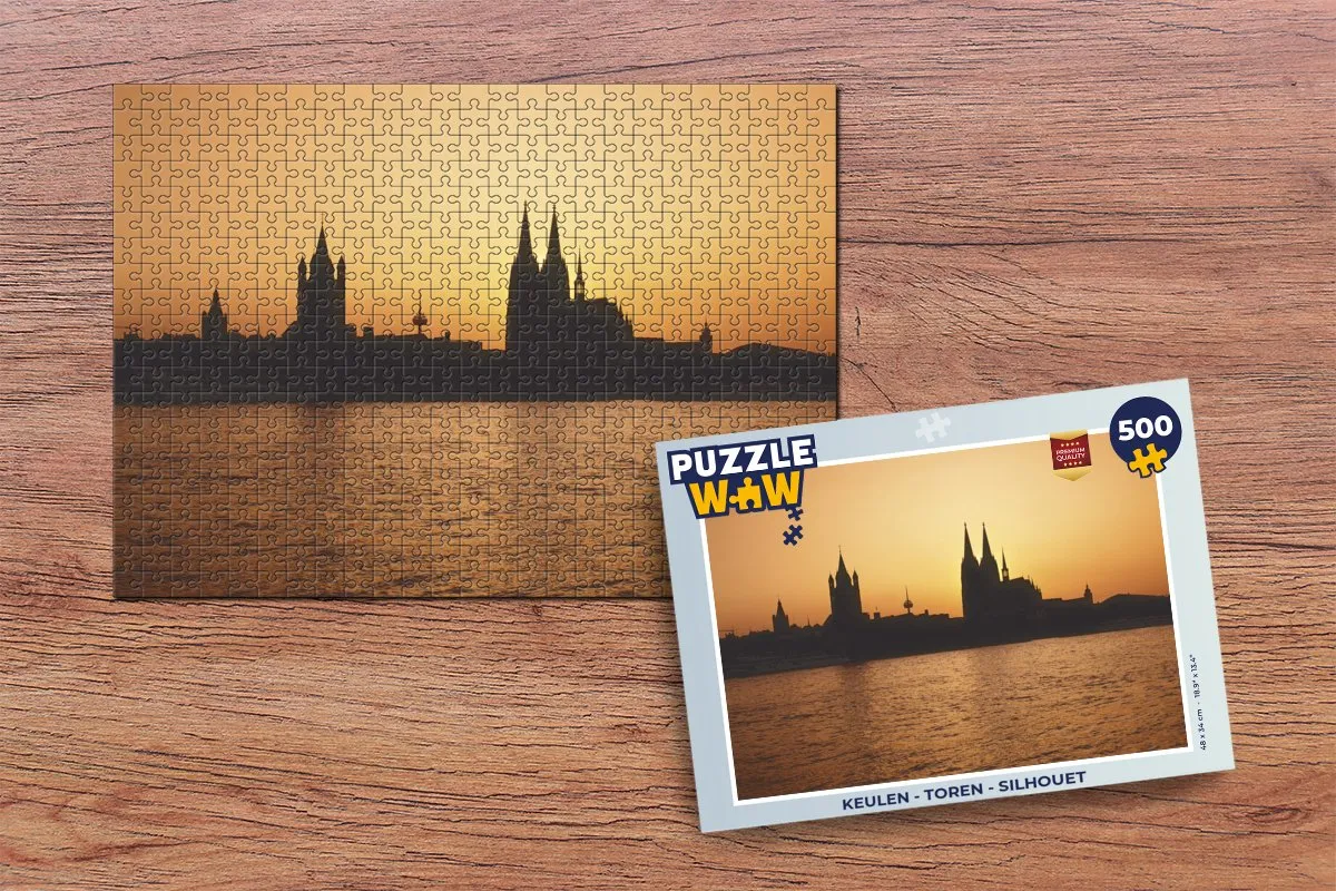 PuzzleWow Keulen Toren Silhouet Legpuzzel 500 Stuks - Multicolor