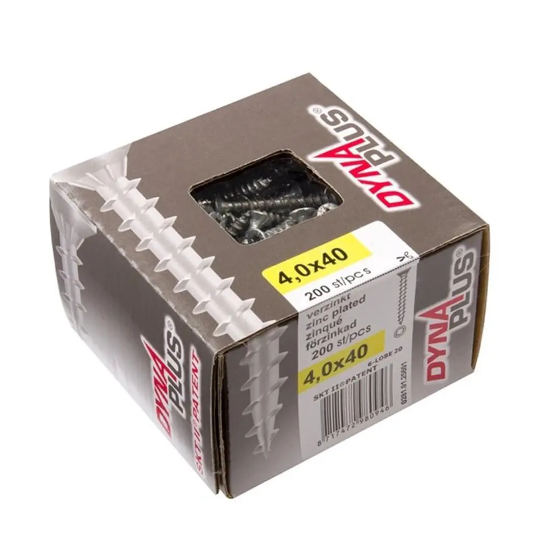 Dynaplus Unischroeven Torx 20 4x40mm - 500 Stuks - Verzinkt - afbeelding 3 van 5
