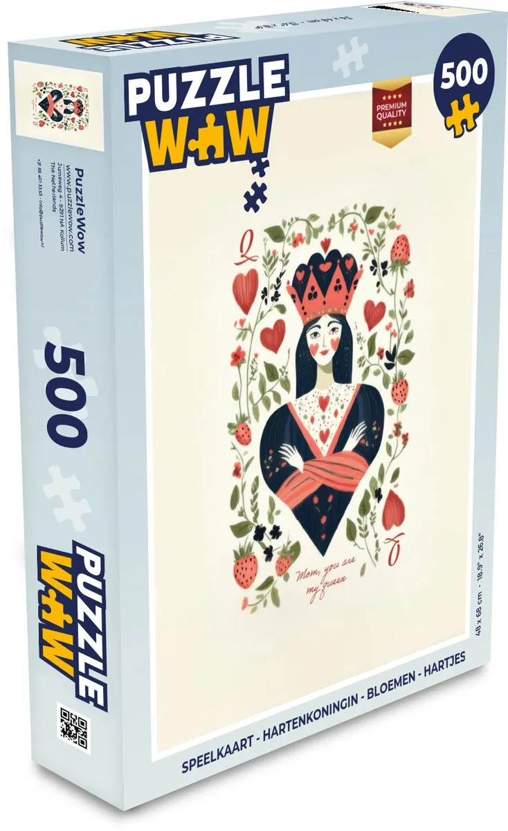 PuzzleWow Legpuzzel Hartenkoningin Bloemen 500 Stuks - 8721179514946