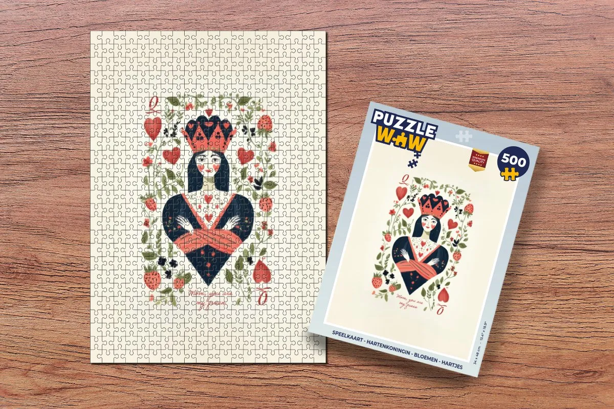 PuzzleWow Legpuzzel Hartenkoningin Bloemen 500 Stuks - 8721179514946