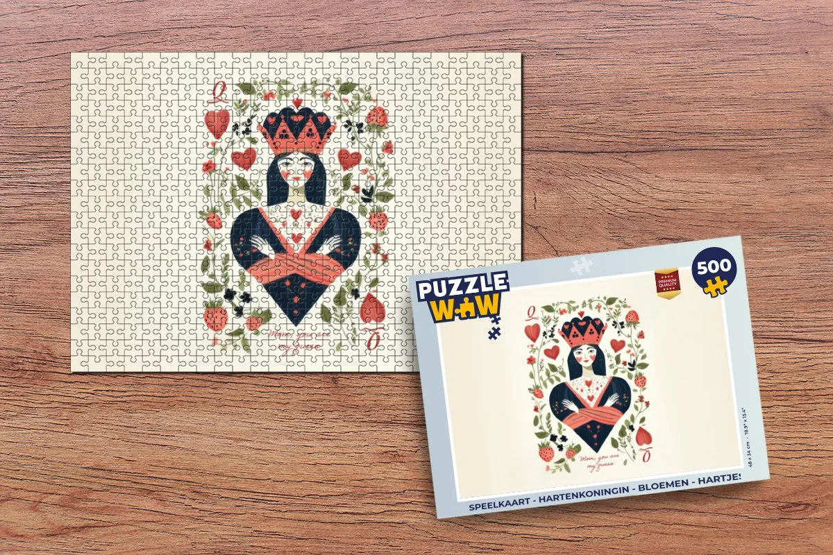 PuzzleWow Legpuzzel Hartenkoningin Bloemen 500 Stuks - 8721179514946