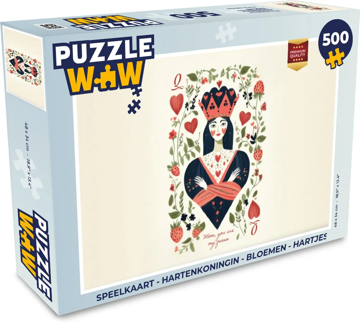 PuzzleWow Legpuzzel Hartenkoningin Bloemen 500 Stuks - 8721179514946