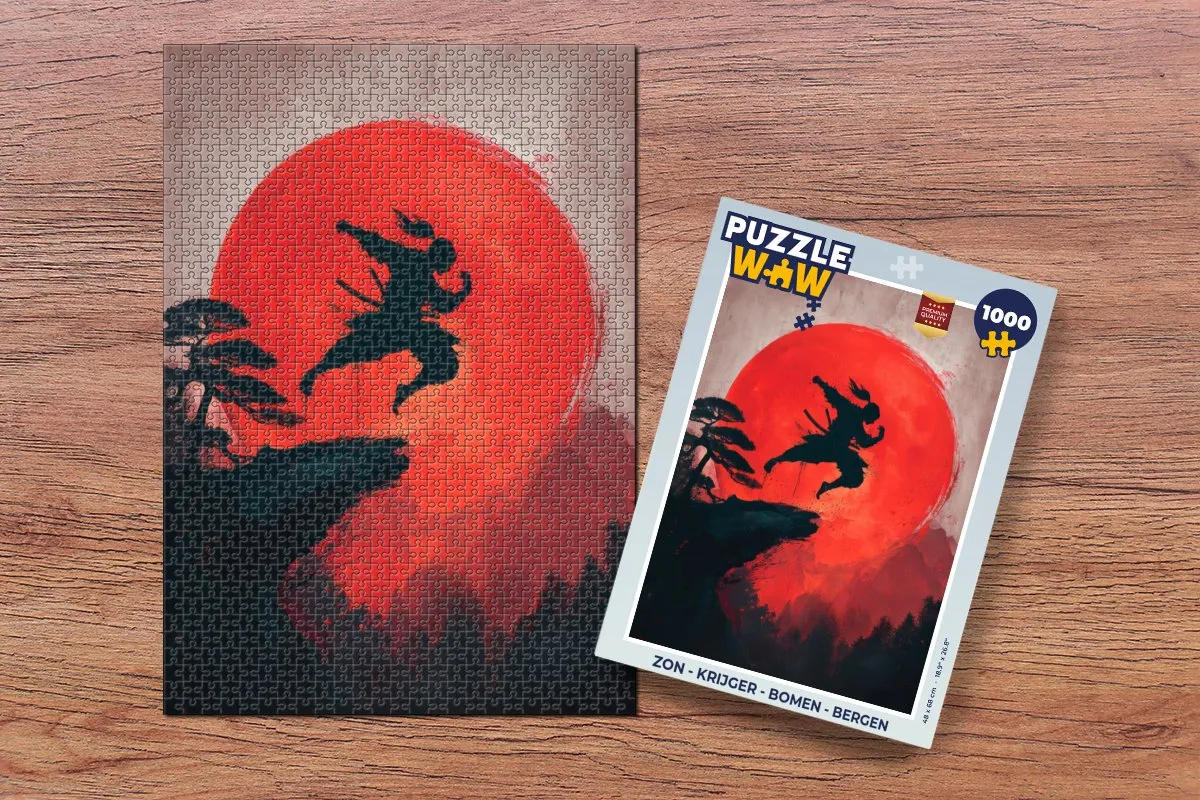PuzzleWow Legpuzzel Zon - Krijger - Landschap 1000 Stuks