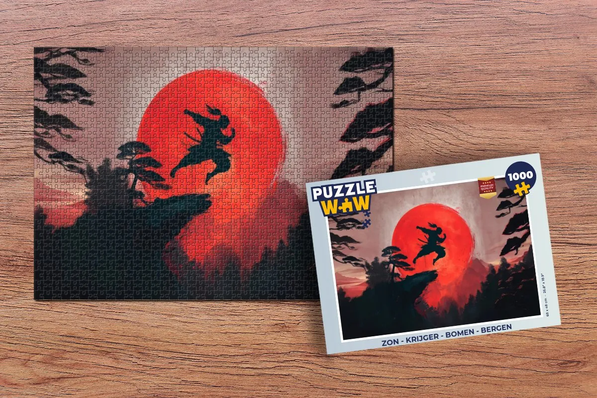 PuzzleWow Legpuzzel Zon - Krijger - Landschap 1000 Stuks