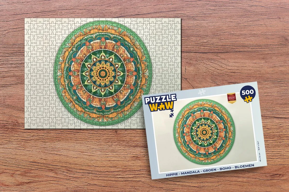 PuzzleWow Hippie Mandala Legpuzzel 500 Stuks - Multicolor